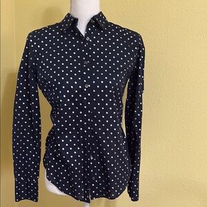 J. Crew Navy and White Fitted Button Down Shirt